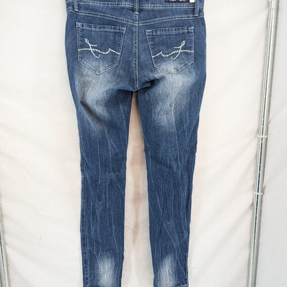 Fragile Handle with Care Junior Blue Light Distress Med Wash Jeans Size 7 - Picture 5 of 10